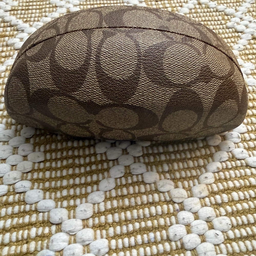 Coach Eyeglass Sunglasses Case Classic Logo Monogram Hard Clamshell Brown